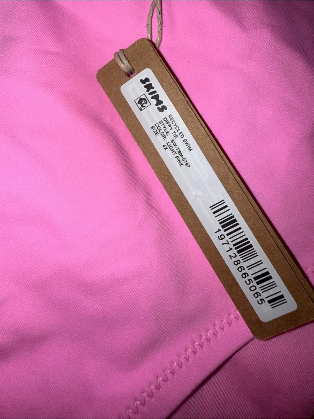 SKIMS Recycled Swim Dippy Tie Light Pink Bikini Bottoms Size 4X New with Tag